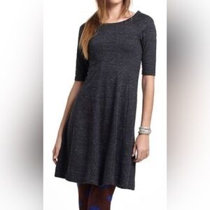 Anthropologie by Ganni Dark Gray Jersey Short Sleeve Swing Dress